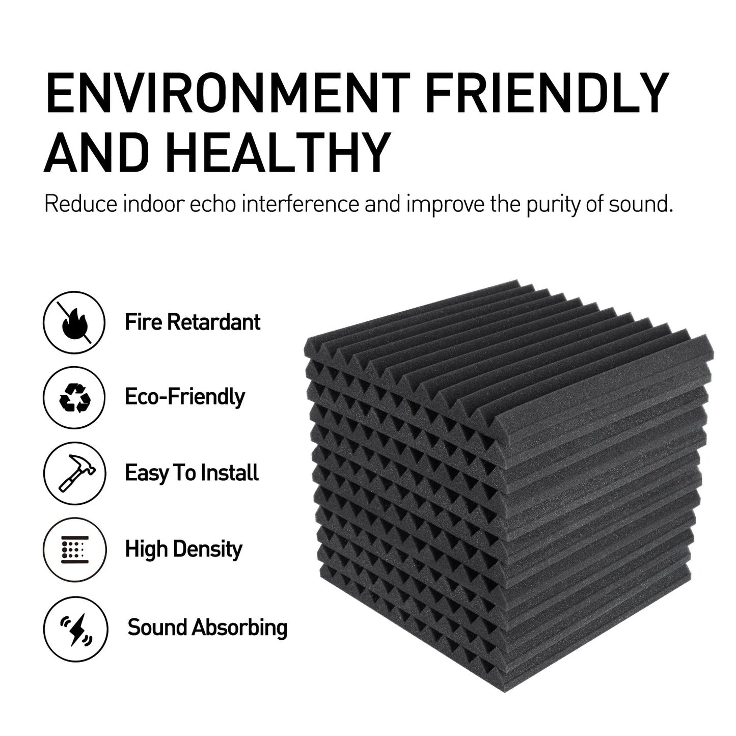 80 Pack Acoustic Foam Panels 1" x 12" x 12" Sound Proof Foam Panles Soundproofing Noise Cancelling Wedge Panels for Home Office