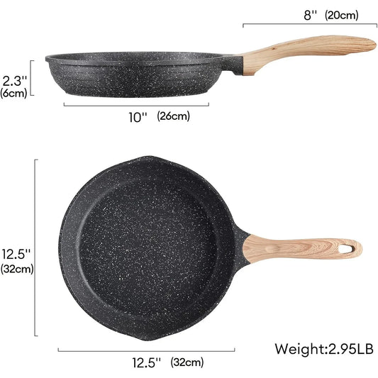 12.5 Inch Nonstick Frying Pan, Nonstick Omelette Pan with Heat-Resistant Handle