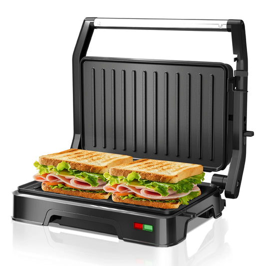 Panini Press Sandwich Maker, 850W Sandwich Press Grill with Non-Stick Coated Plates, Indicator Light, Locking Lid