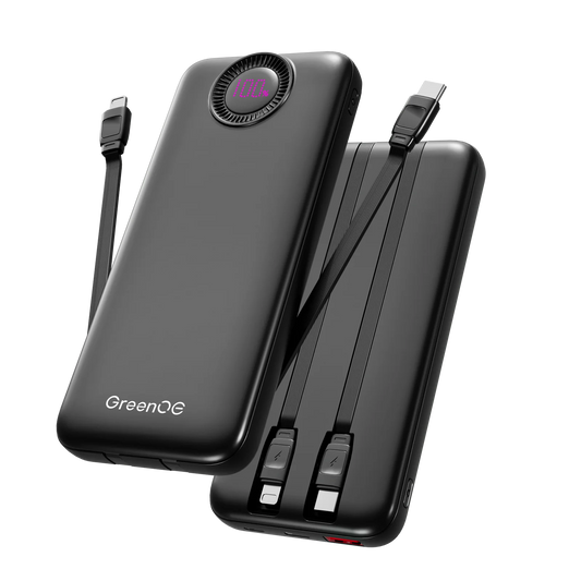 10000mAh 22.5W Portable Charger with Built in Cables 4 Outputs 2 Inputs 5V/3A Fast Charging Power Bank for iPhone Android iPad