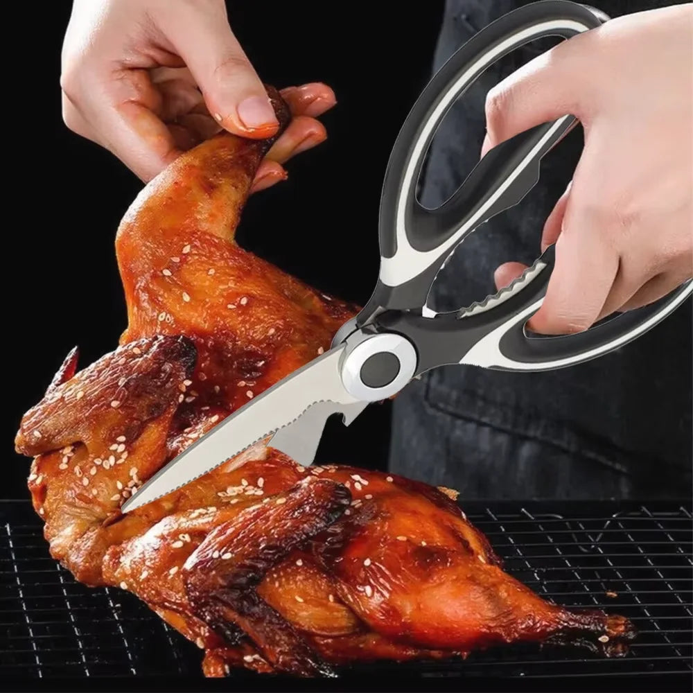 1pc Multifunctional Scissors, Steel Strong Food Scissors, Suitable For Duck, Fish And Broiler Bone Scissors, Pizza And Salad Bar