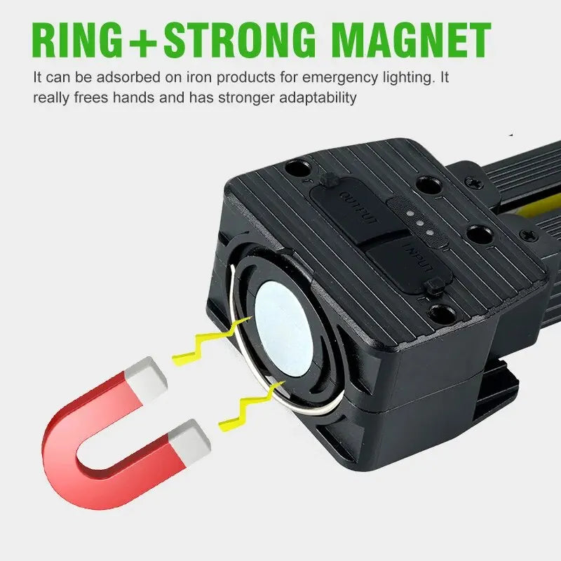 Strong Flashlightoutdoor Multifunctional Camping Lightingflashlight Auto Repair Work Lightfolding COB Light