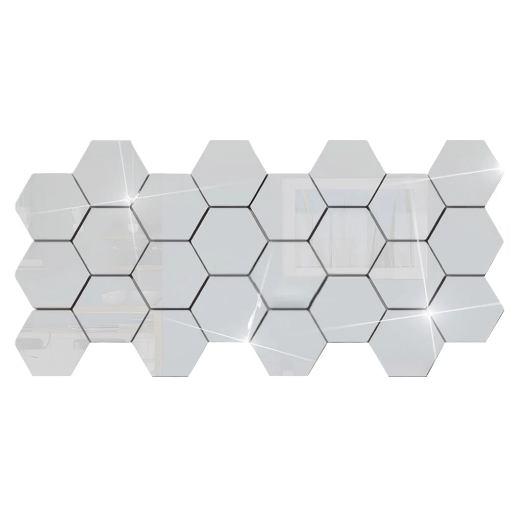 24Pcs Acrylic 3D Mirror Wall Stickers Waterproof Aesthetic Mirror Decals Decorative Background Stickers for Bedroom Living Room