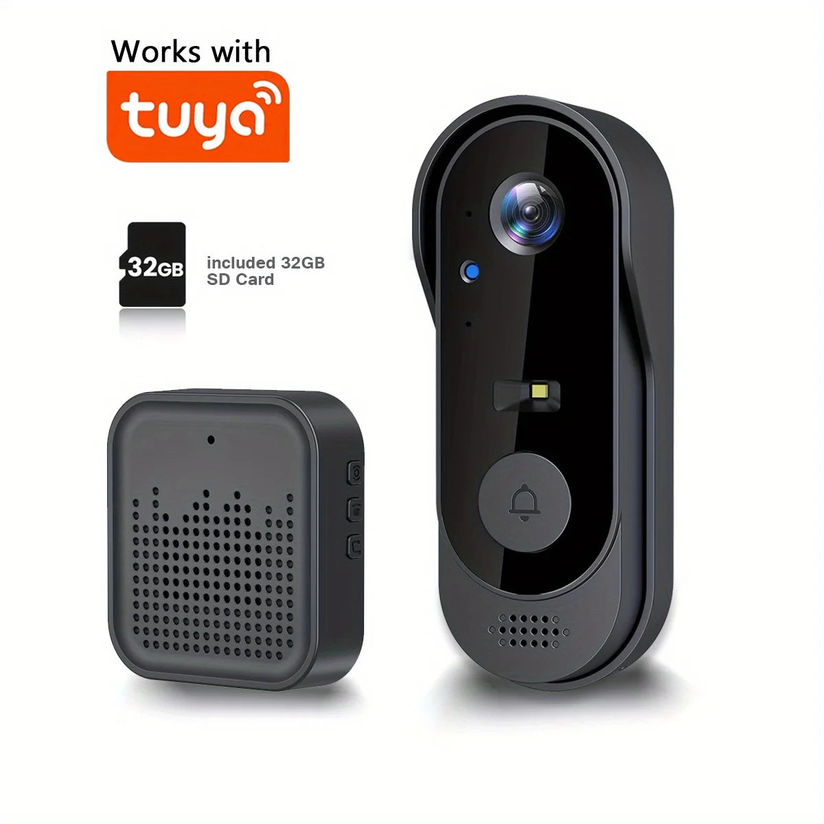 Tuya WiFi Home Smart Video doorbell Outdoor bidirectional HD door eye camera 1080P support SD card cloud storage waterproof