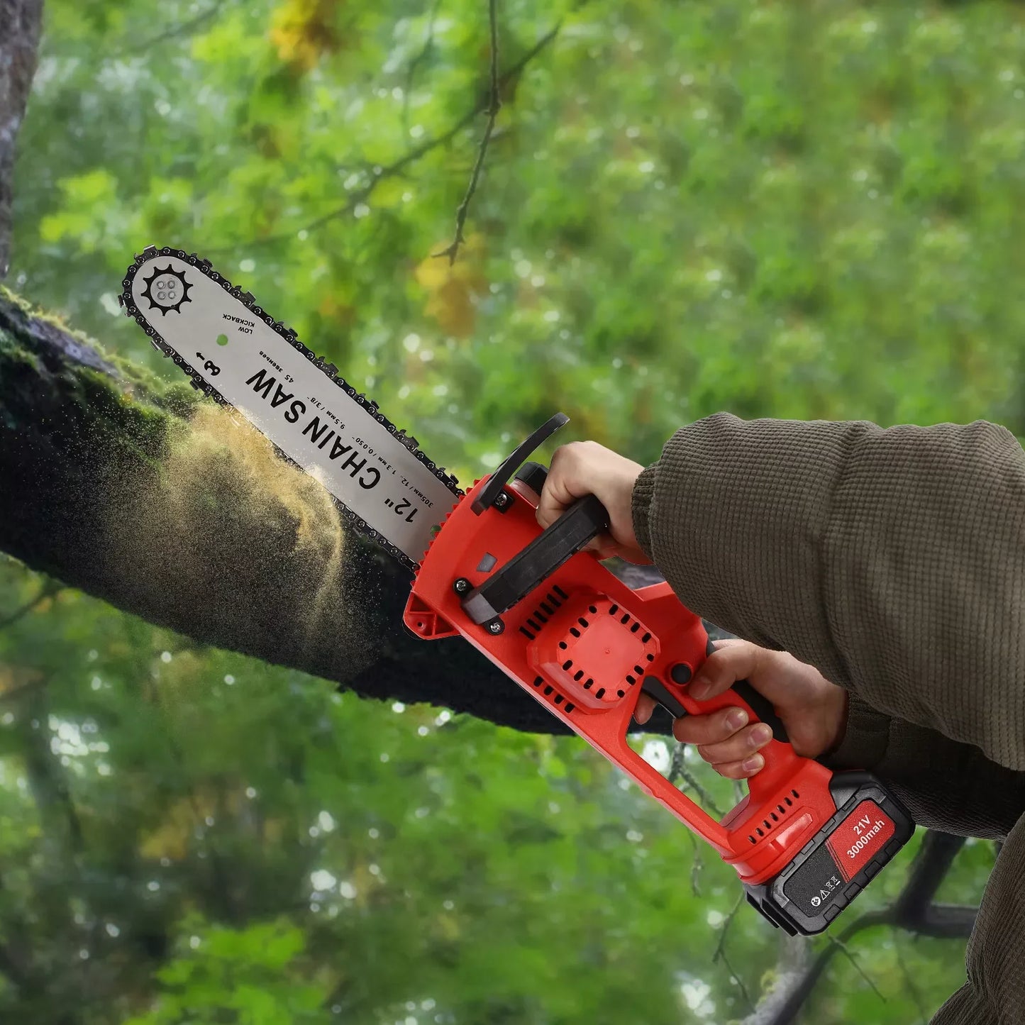 12 Inch 21V Handheld Electric chainsaw with Battery & Charger