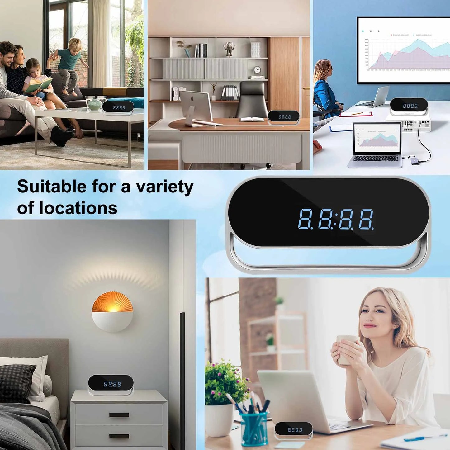 4K HD Camera Clock - Covert Surveillance Camera with WiFi, Night Vision,  Battery
