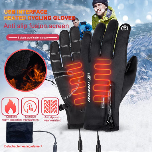 Heated Gloves Eletric Thermal Heat Gloves Winter Warm Skiing Snowboarding Hunting Fishing Waterproof Heated Rechargeable Gloves