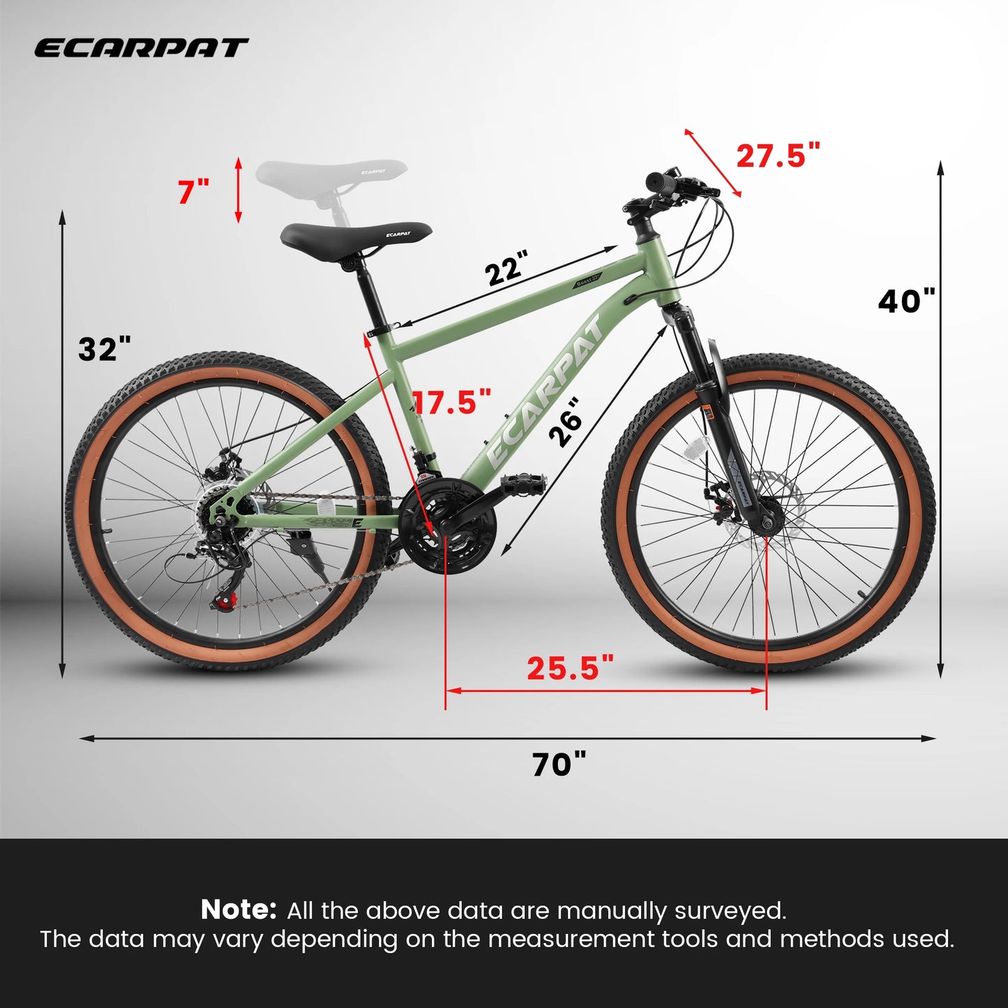Ecarpat Mountain Bike 27.5 Inch Wheel, 21-Speed 17.5" Steel Frame, Mens Womens Trail Commuter City Mountain Bikes Bicycle Disc