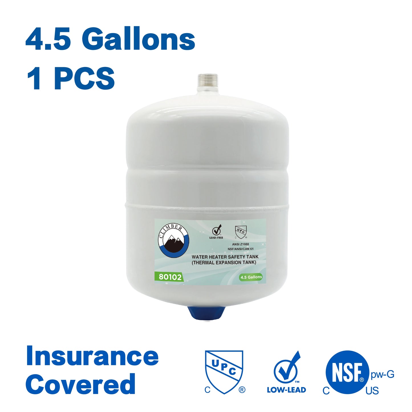 CLIMBER 4.5 Gallon Water Heater Expansion Tank, White; 1Pcs/Case; 80102
