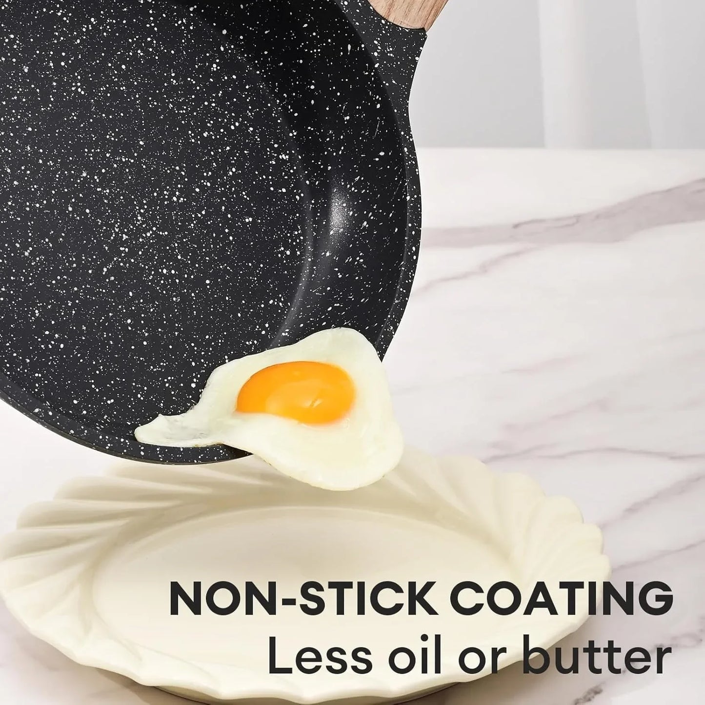 12.5 Inch Nonstick Frying Pan,  Nonstick Omelette Pan with Heat-Resistant Handle