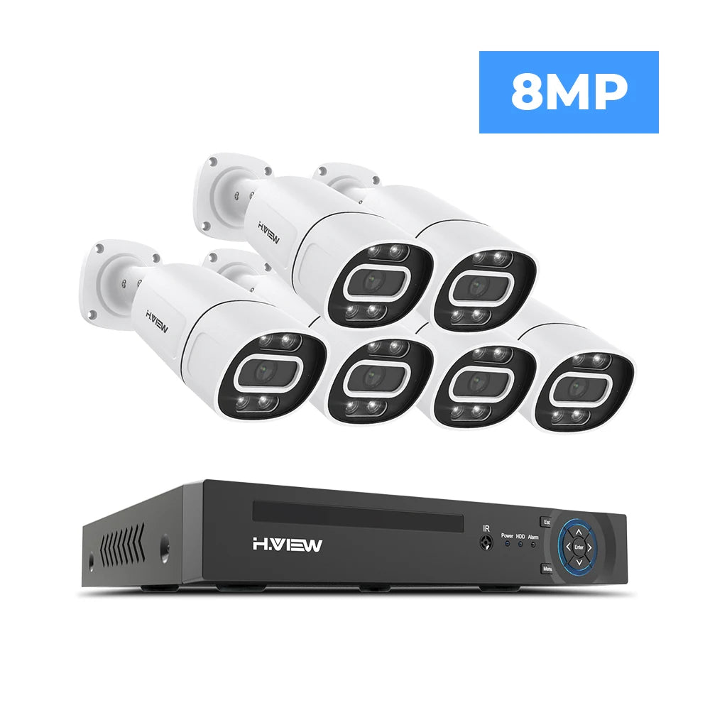 H.View 4K 5Mp 8Mp poe Cctv Security Camera System