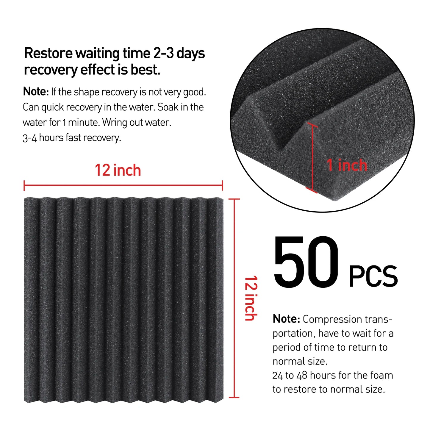 80 Pack Acoustic Foam Panels 1" x 12" x 12" Sound Proof Foam Panles Soundproofing Noise Cancelling Wedge Panels for Home Office