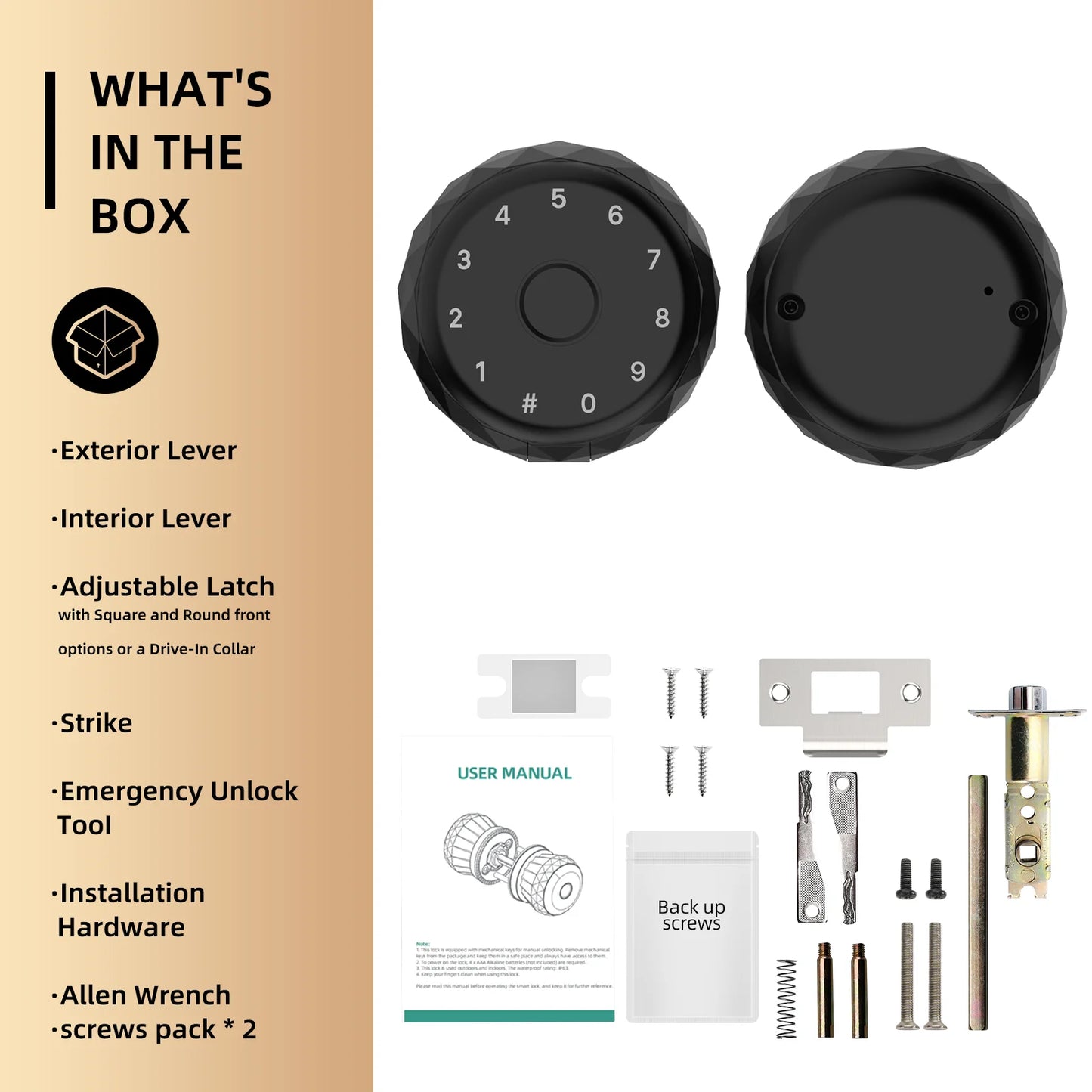 Viladepot Smart Lock Fingerprint Door Lock TYPE-C Interface App Control Passcode Unlock Electronic Touchscreen Keypad Indoor