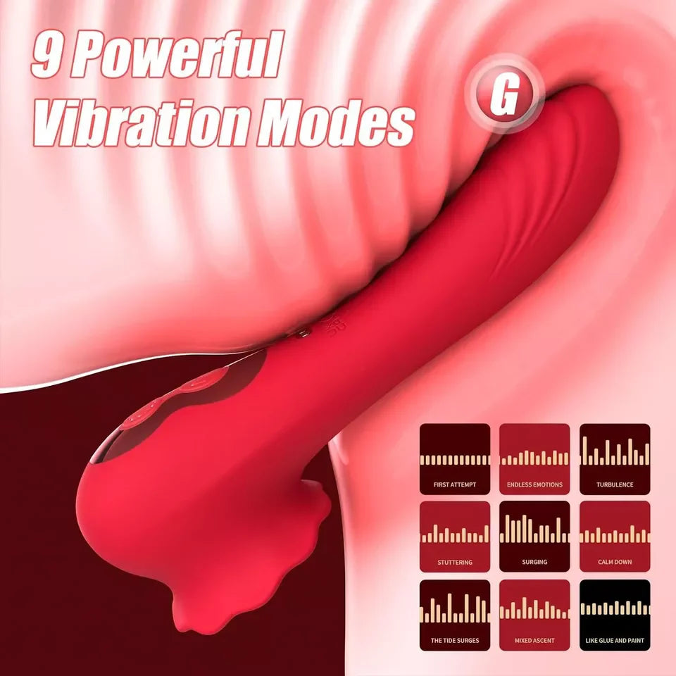 Rose Dildo Clitoral Stimulator Anal Clit Nipple G Spot Vibrator Tapping Sex Toys