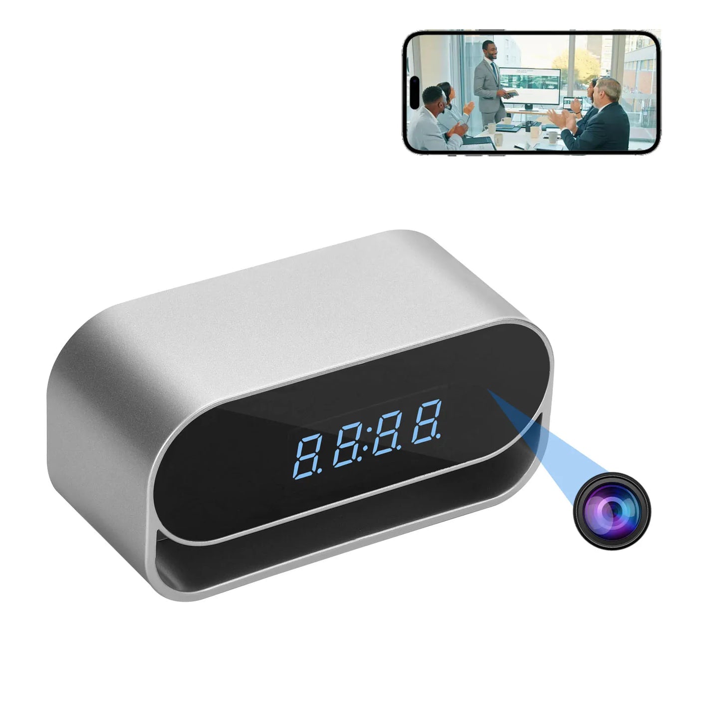 4K HD Camera Clock - Covert Surveillance Camera with WiFi, Night Vision,  Battery