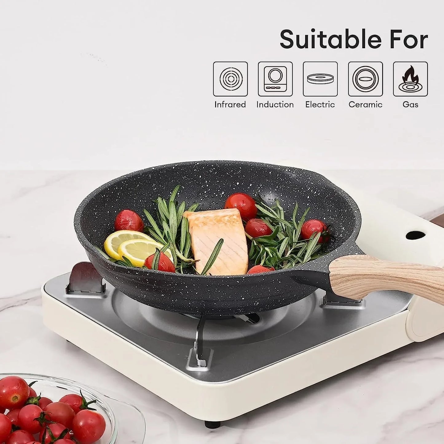 12.5 Inch Nonstick Frying Pan,  Nonstick Omelette Pan with Heat-Resistant Handle