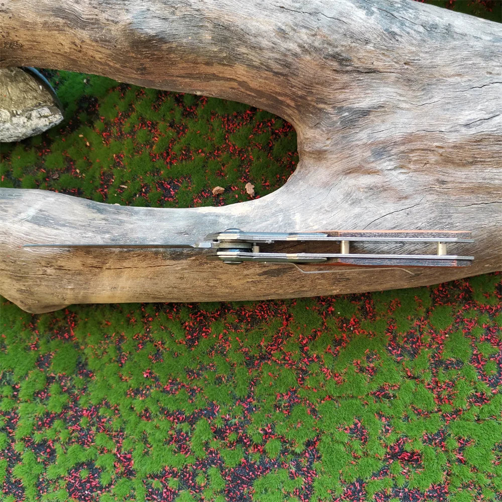 Anti-slip Wooden Handle Folding Knife for Tactical Outdoor Survival and Multi-functional Cutting Tasks