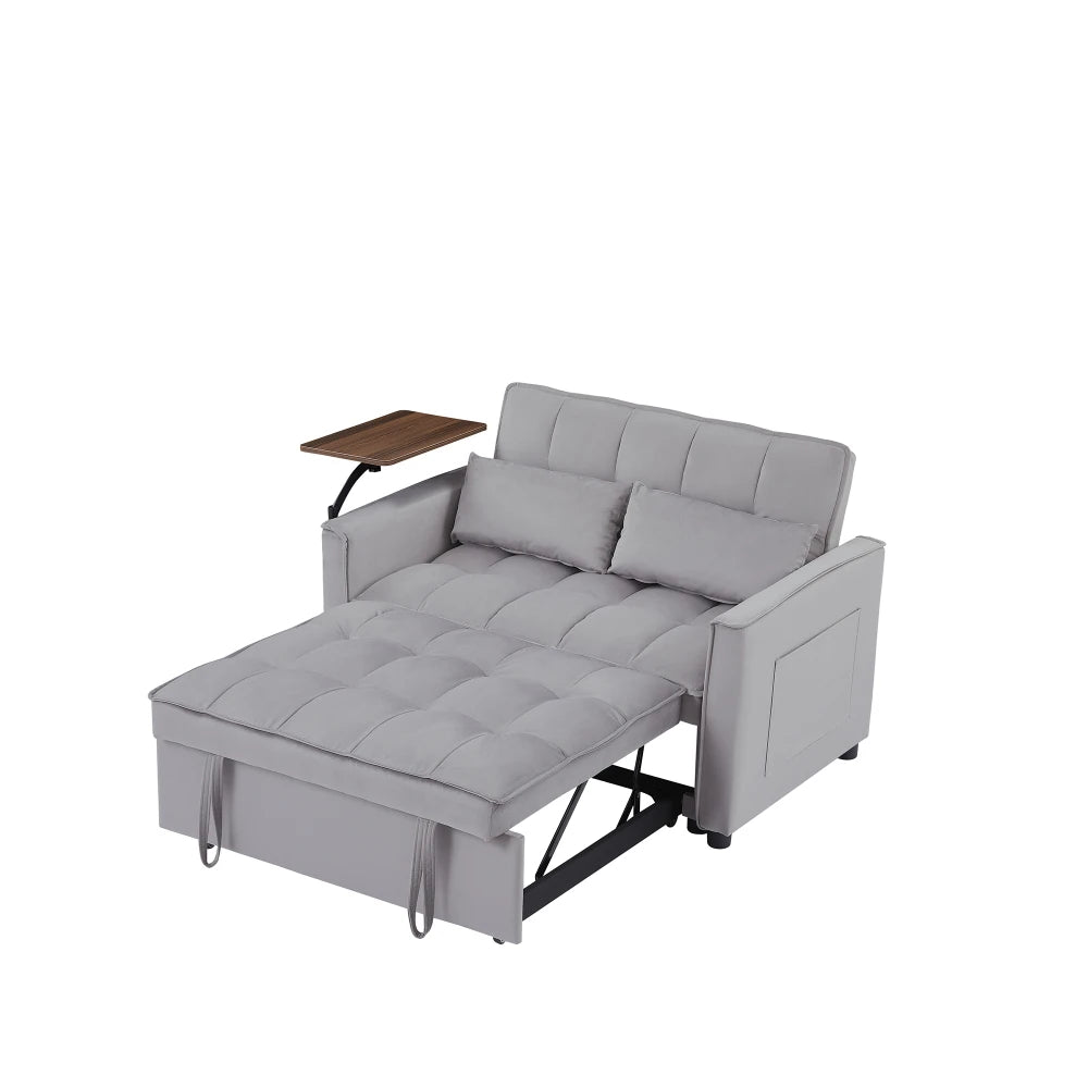 Grey Velvet Soft modern simple  Love seat Sofa converts into a Bed for multiple scenarios