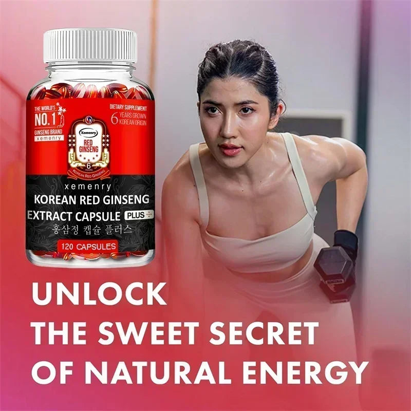 Korean Red Ginseng Supplement - Supports Overall Health, Boosts Energy Production, Relieves Stress - 120pcs