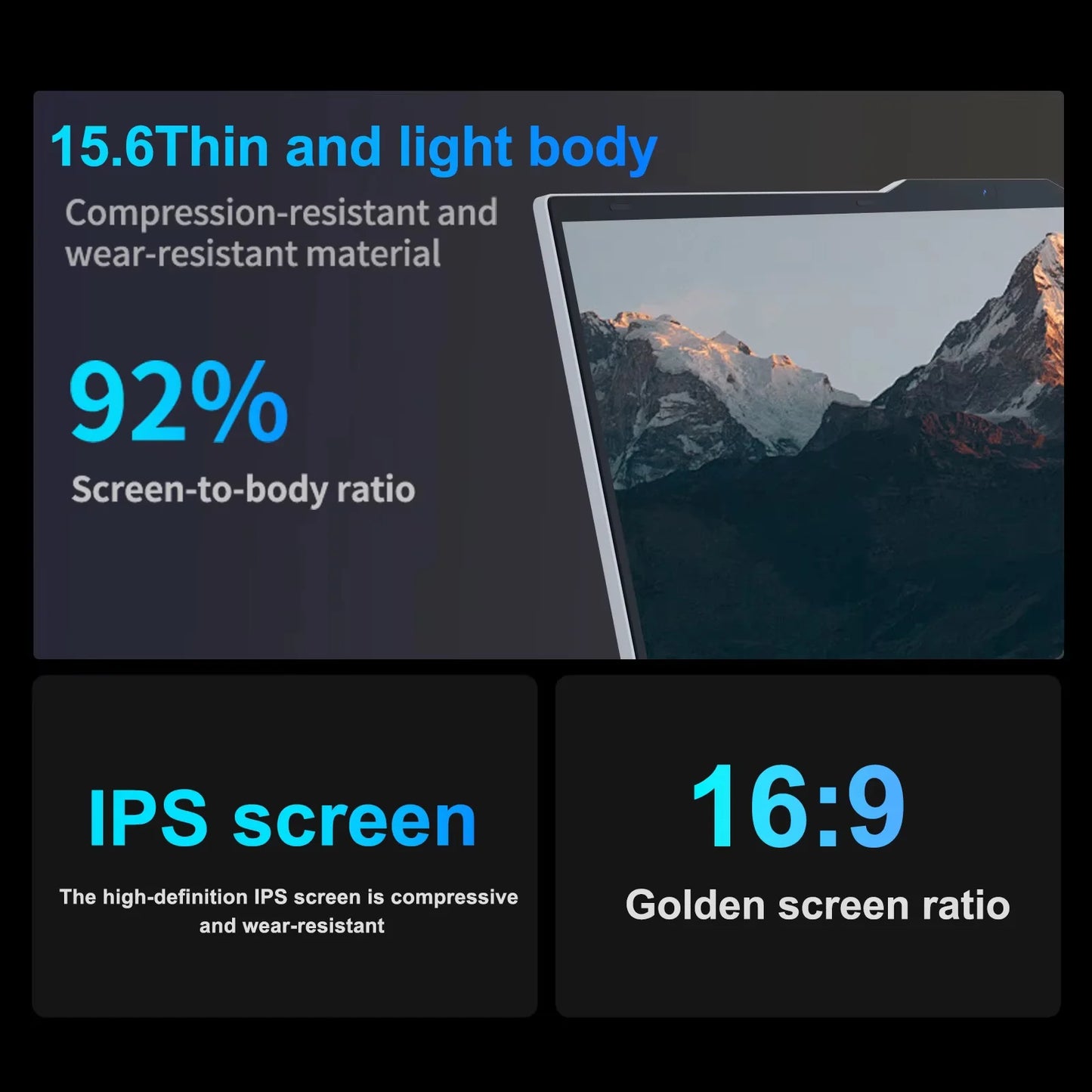 15.6" Ultra Slim Intel Core i7 6500U Laptop Computer Windows 11 16GB DDR4 1TB SSD Notebook PC Fingerprint Unlock Gaming Laptops