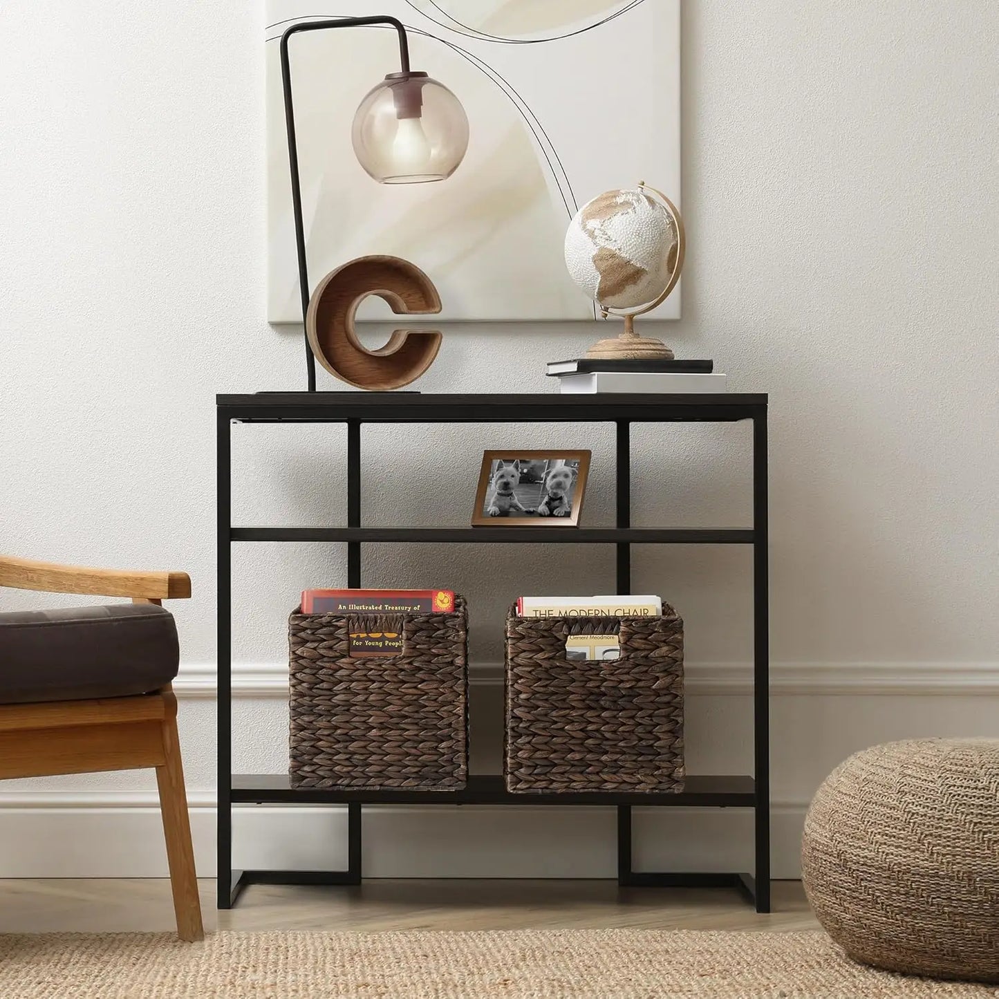 10.5" x 10.5" Water Hyacinth Storage Baskets, Espresso - Set of 6 Collapsible Cube Organizers