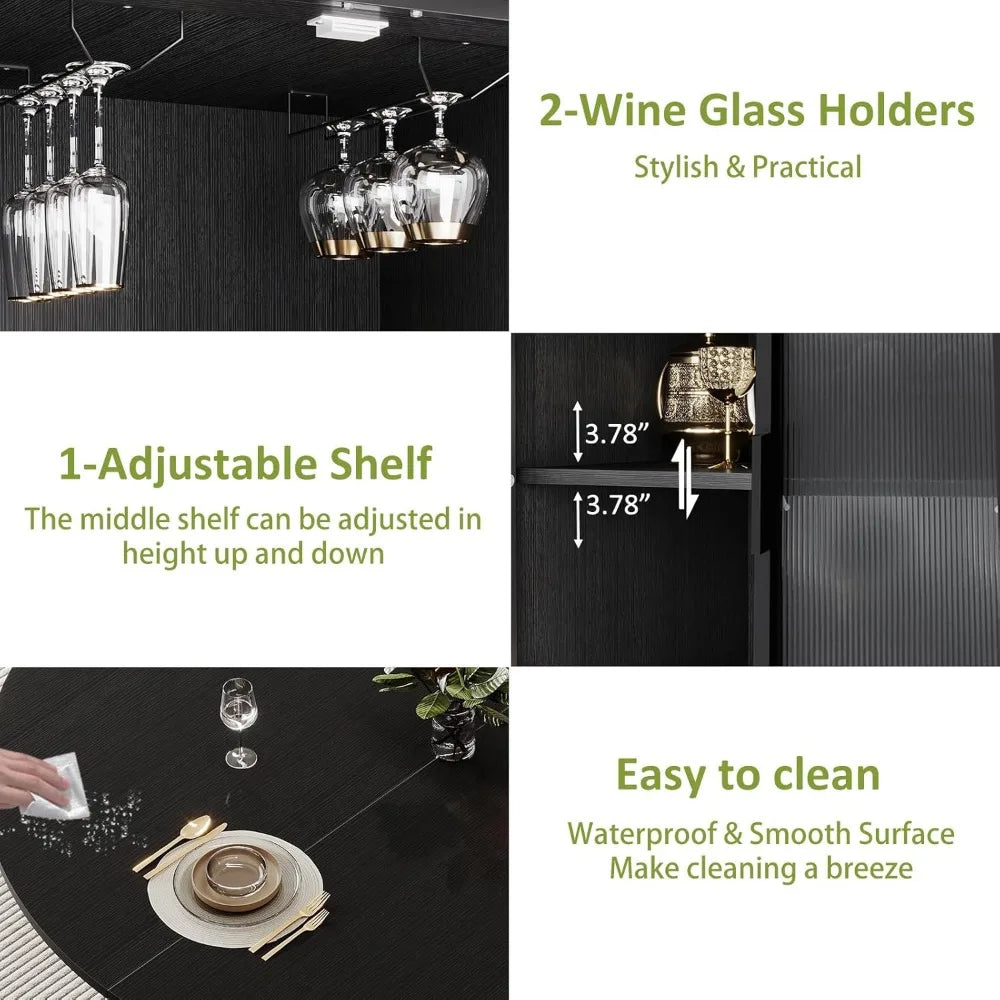 Round Dining Table for 4-6, 47 Inch Kitchen Table with Fridge Space, Industrial Dining Room Tables with Storage Shelf,