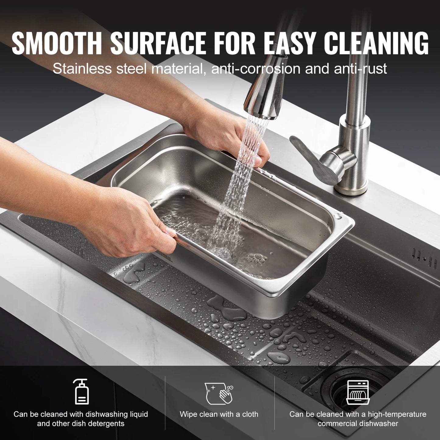 SucceBuy 8 Pack Buffet Chafing Dishes 5.93L Gastronorm Pans Steam Table Pans Tray  with Lid 6-Inch Deep Catering Food Pan