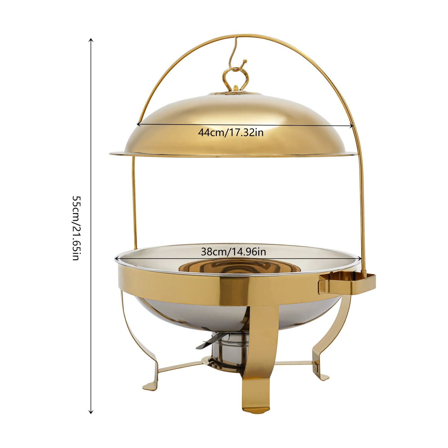 Modern 8L Chafing Dish Buffet Set, Stainless Steel Construction with Alcohol Fuel Holder, Lid Hook, and Anti-Scald Handles for