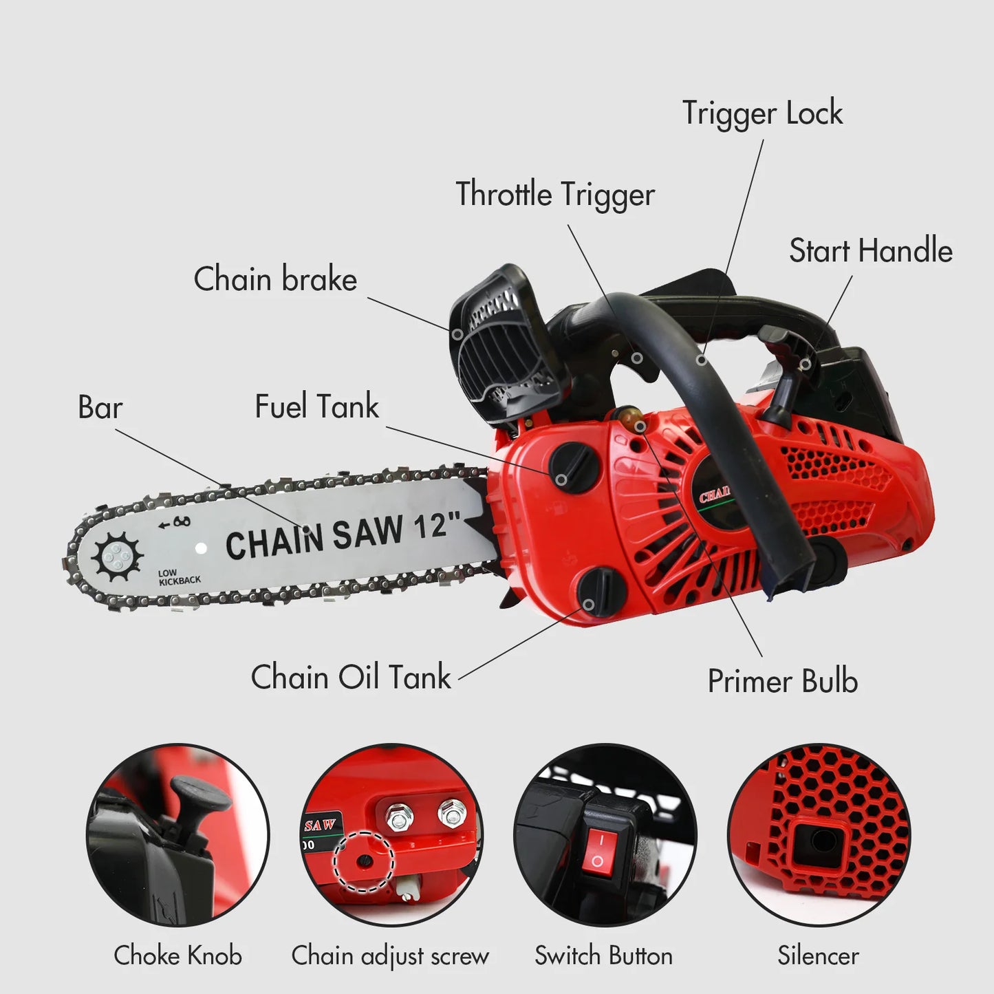 12 Inch Cordless Chainsaw Gasoline   Woodworking for Tree Wood Branch