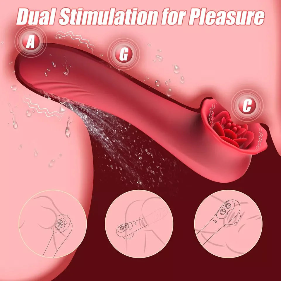 Rose Dildo Clitoral Stimulator Anal Clit Nipple G Spot Vibrator Tapping Sex Toys