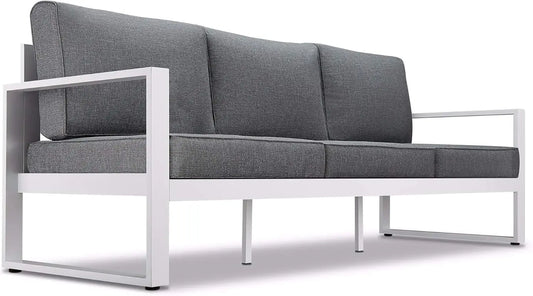 Baltic Outdoor Sofa with Cushions Powdered Aluminum Frame Detachable Cushions White