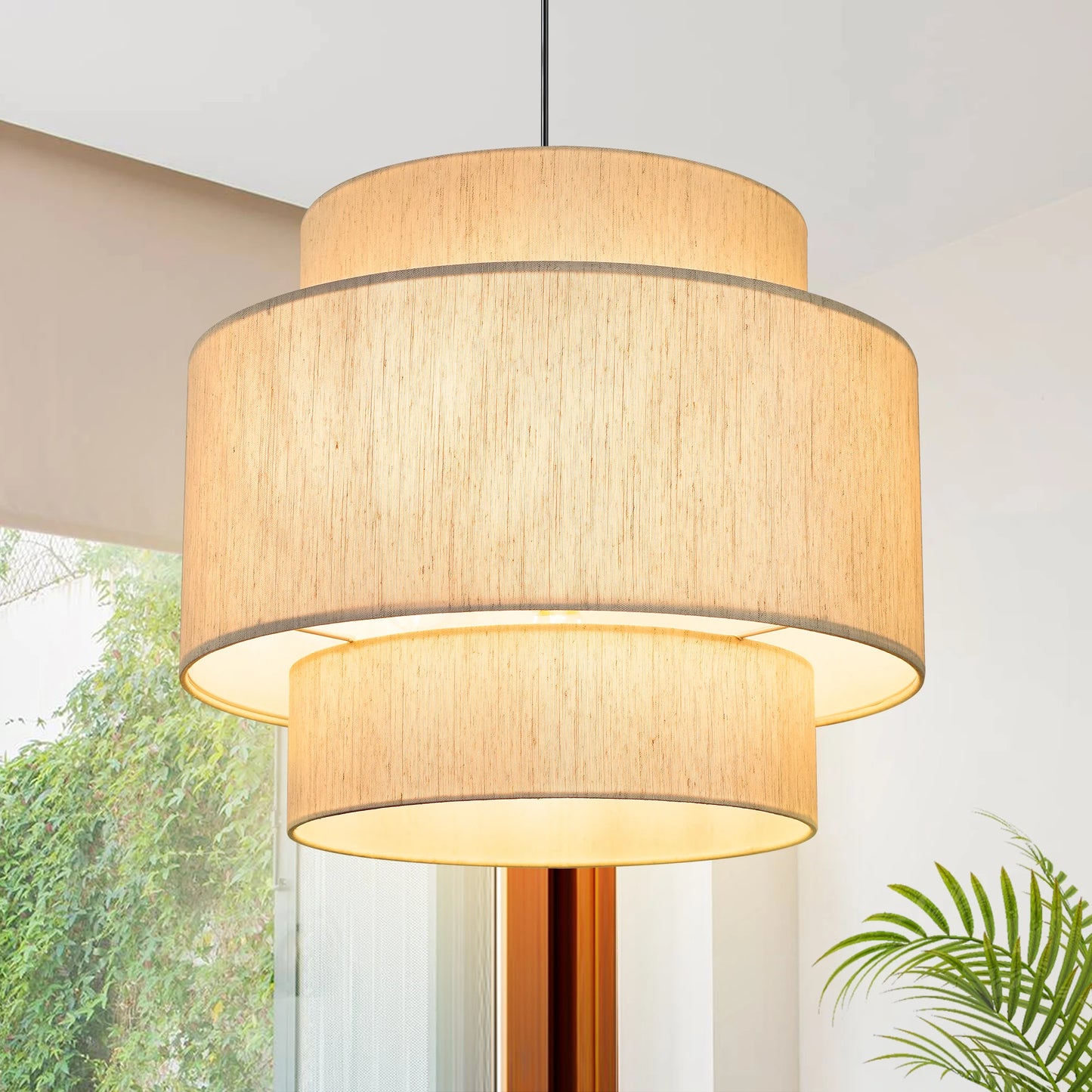 Drum Chandelier Tiered Design 4-Light Dining Room Light Fixtures Drum Light Chandelier with Shades Dining Room Chandelier