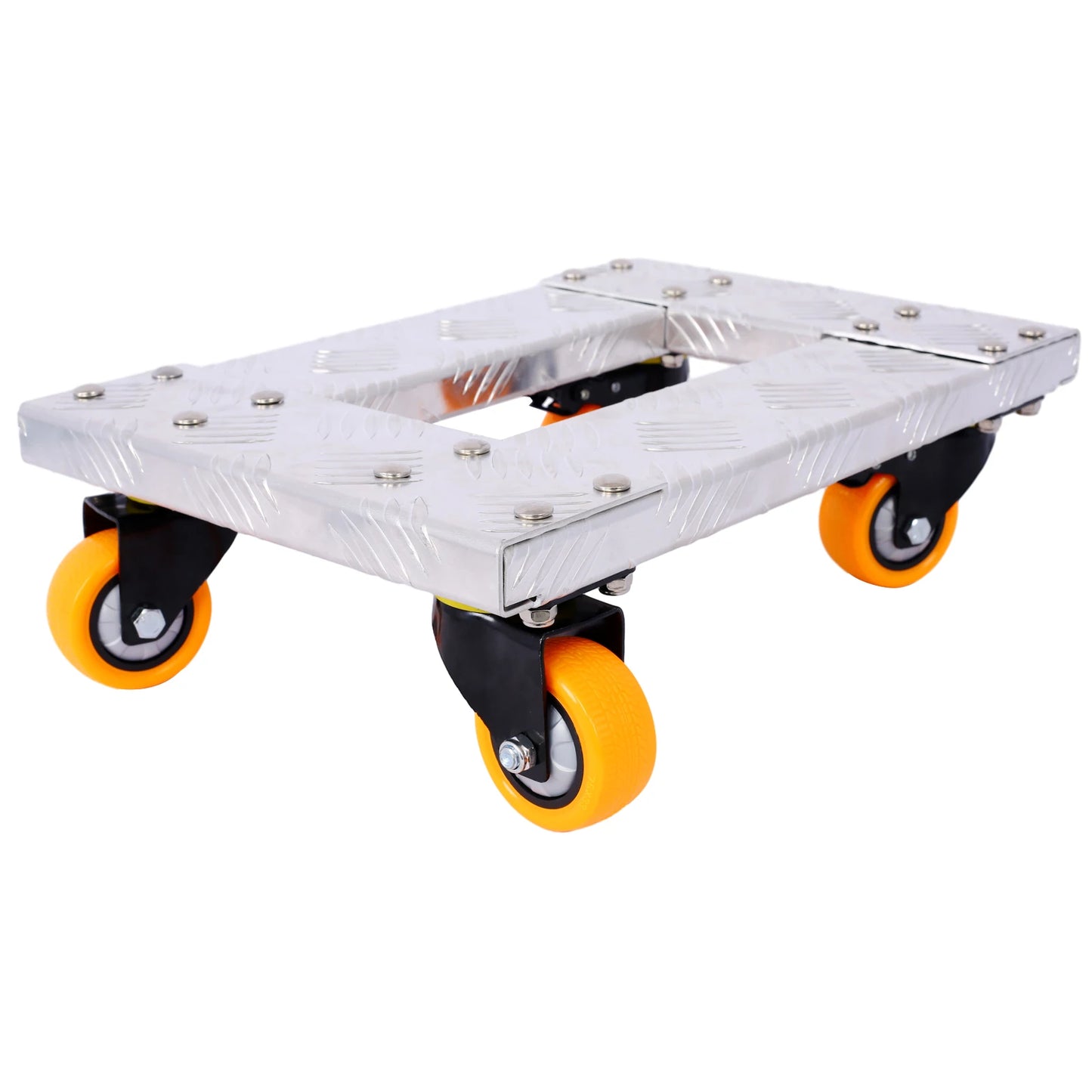 Heavy Duty Furniture Dolly Trolley Cart 18''x12'' Aluminum Frame Movers Dollys with 3'' TPU Professional Casters，Brake Option