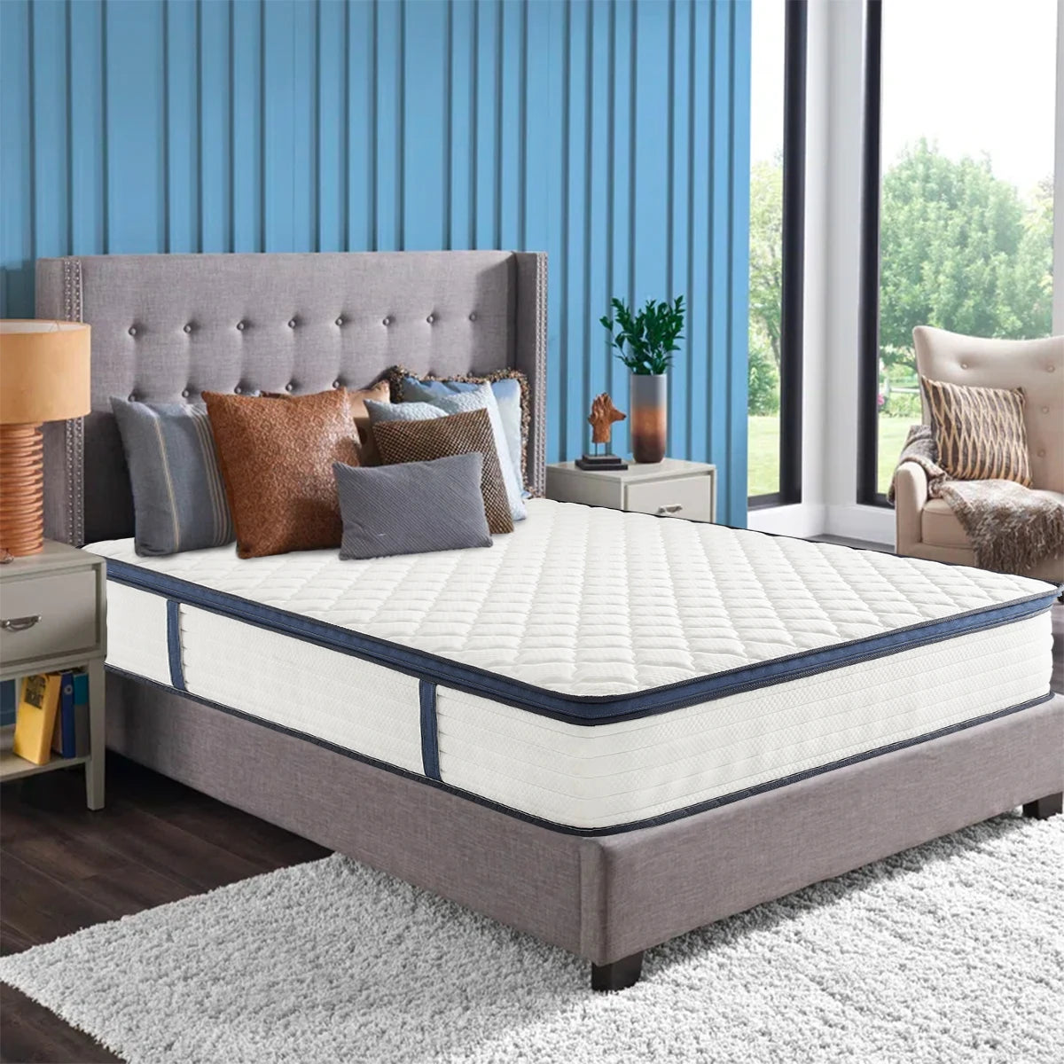 Queen Size Mattress Gel Memory Foam Hybrid Mattress , Pressure Relief, Medium Firm Comfort, Motion Isolation, Mattress in a box